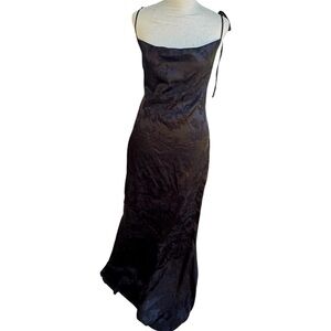 Parthea Black Mermaid Style Bodycon Formal Party Floor Lenght Dress Large